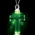 Light Up Necklace - Acrylic Cross Pendant - Green